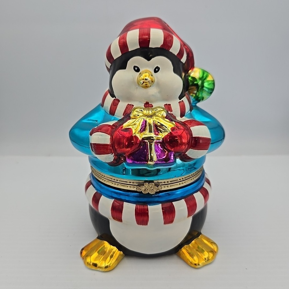 Animated Penguin Musical Box Windup Plays Joy To The World Mr Christmas VTG 7"